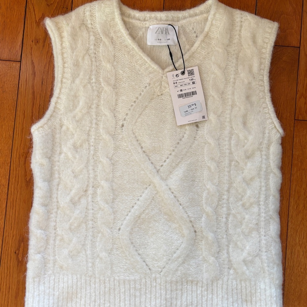 Zara Women's Cream Cable Knit Sweater Vest and knit dress